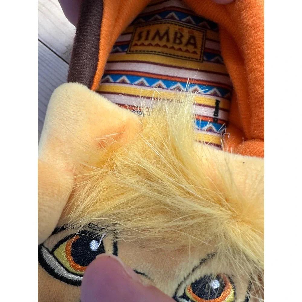 Disney The Lion King Simba Plush Character Slippers Kids Size 11-12 Yellow Brown